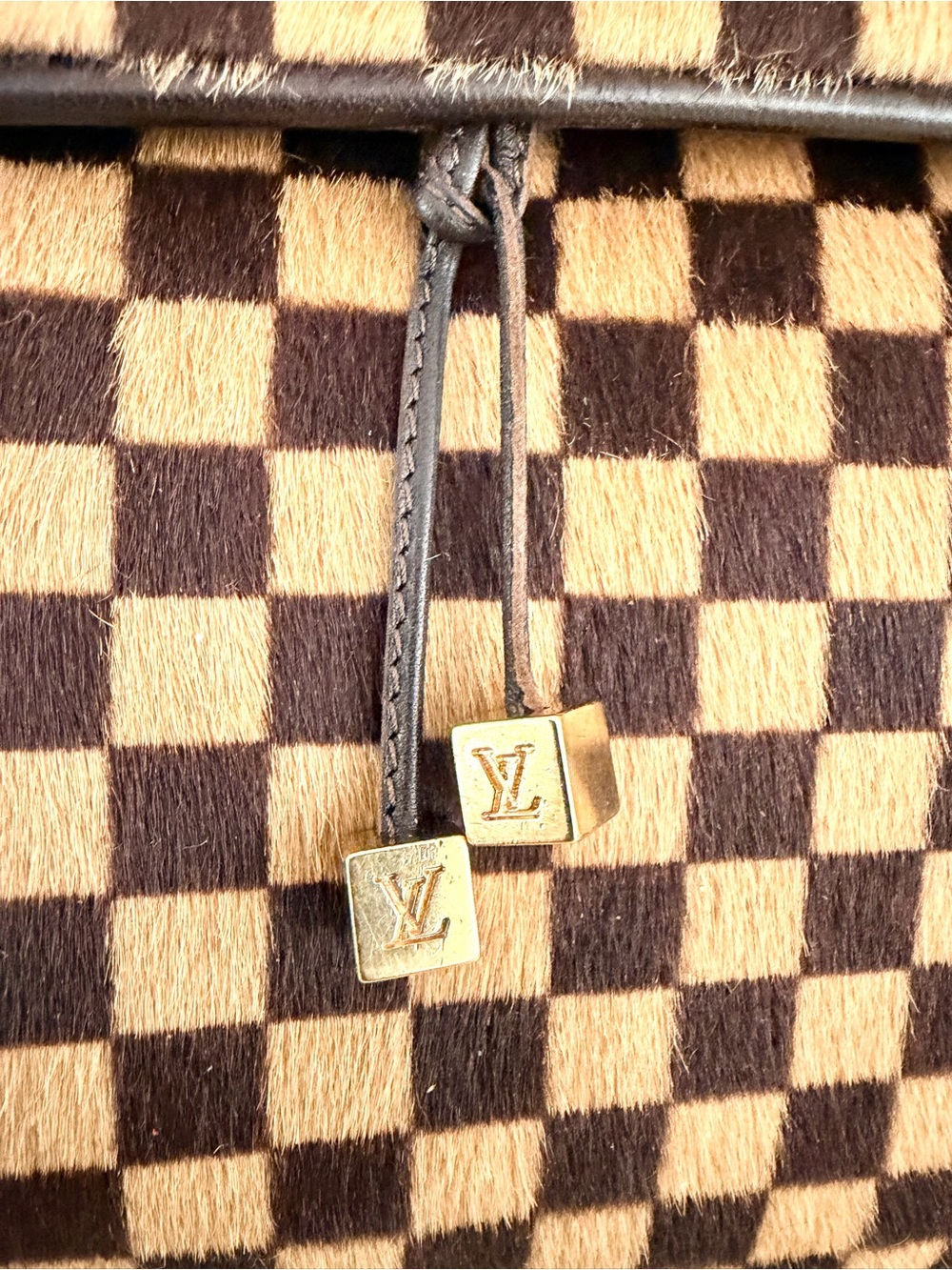 LOUIS VUITTON Damier Sauvage Lion M92131 Calf Hair Handbag Rare - Picture 3 of 16